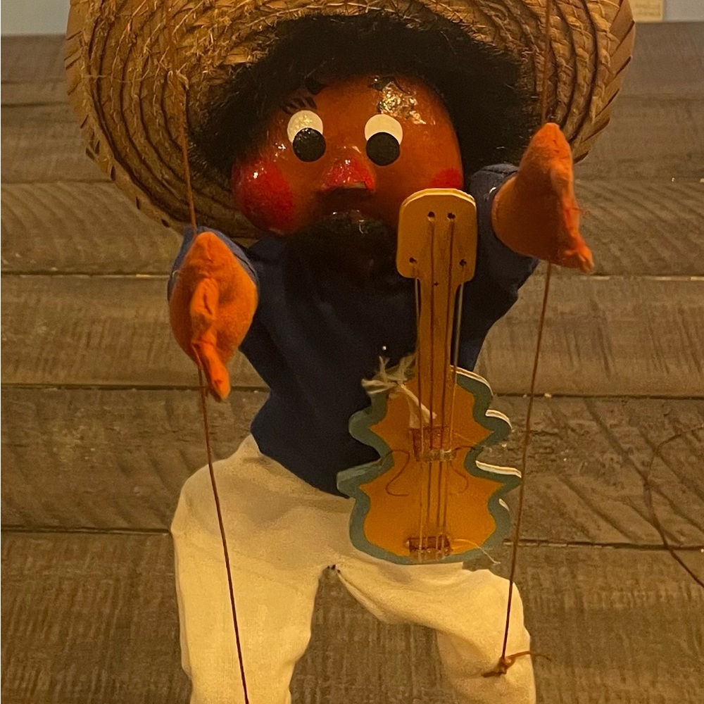Vintage Marionette Mexican Puppet Set 13” puppet with strings 24” total. - Picture 4 of 6